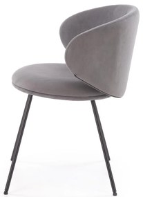 Krzesło do jadalni tapicerowane popiel szary mat welur K587
