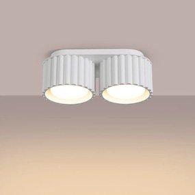 Plafon dwupunktowy AURA 2 biały GX53 ryflowany SOLLUX  LIGHTING