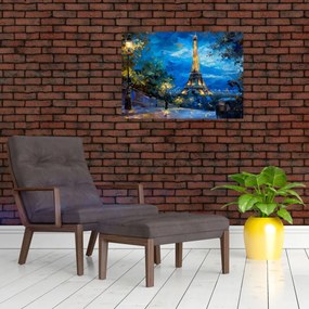 Obraz na szkle - Obraz olejny przedstawiający wieżę Eiffla (70x50 cm)