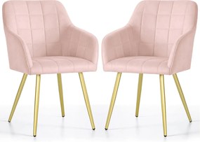 Zestaw 2 różowych krzeseł welurowych D1-P90