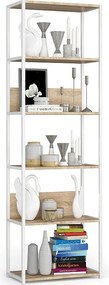 Regał loft AKORD metalowy Biały 60 cm kolor Dąb Sonoma mat 6 półek 60x32x192 cm