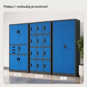 Szafka skrytkowa socjalna BHP antracytowo-niebieska, 900x1850x400 mm: MARCIN