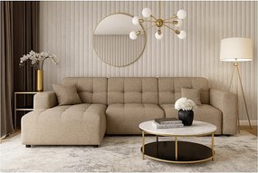 Narożnik lewostronny Bergamo A – tkanina Raven 30 beżowa, 284×166×70 cm