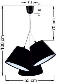 Czarno-biała potrójna lampa wisząca dzwonki - EXX69 Ofdox 13X