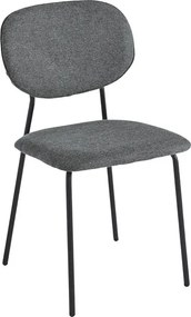 Komplet 2 nowoczesnych krzeseł antracytowych "Nika" z pokryciem materiałowym i metalowym stelażem cm 48x54 86h