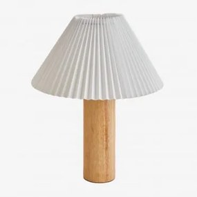 Lampa Stołowa Z Drewna Kauczukowego Gaines Ø40 Cm - Sklum