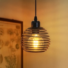 Lampa wisząca Nettlife Vintage 1-Light: czarna lampa wisząca w stylu industrialnym z kablem 4,5 m z wtyczką i przełącznikiem, gniazdo E27
