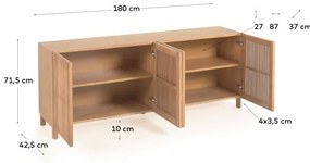 Niska komoda w dekorze dębu 180x72 cm Beyla – Kave Home