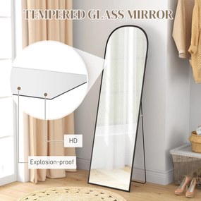 HOMCOM Duże lustro stojące całociałowe nowoczesny design czarna rama 50x1615 cm | Aosom PL