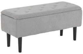 HOMCOM Ławka do Siedzenia z Przestrzenią do Przechowywania, do 120kg, Wygląd Aksamitu, 95x38x45cm, Szara