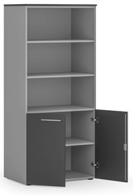 Szafa biurowa z drzwiami niskimi PRIMO GRAY, 800 x 500 x 1781 mm, szary/grafitowy