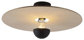 Lampa sufitowa czarna z płaskim kloszem w kolorze taupe 45 cm - Combi Nowoczesny Oswietlenie wewnetrzne