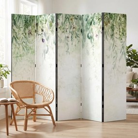 Parawan pokojowy 5-częściowy 225x172 Dwustronny dekoracyjny boho botaniczny Zielona Kaskada Liści