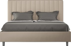 Łóżko bez stelaża tapicerowane 160x200 sztucznej skóry Szaro-beżowy Agueda