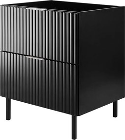 Szafka pod umywalkę, Czarny, 60 x 77 x 46 cm, uchwyt srebrny, nogi czarne, bez blatu