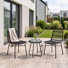 Krzesło Ogrodowe Rattanowe WALDI Czarne Boho