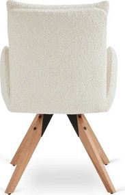 Zestaw Stół Rozkładany Ceramiczny ALICANTE 160-200 cm Biały Marmur/Dąb i 4 Krzesła WILLA Kremowe