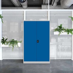 Szafa biurowa na akta szeroka Jan II 115x40x185 cm szary/niebieski