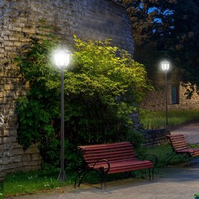 Outsunny lampa ogrodowa LED solarna latarnia ogrodowa czarna stal nierdzewna wysoka 30 60 lumenów | Aosom PL