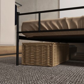 HOMCOM Rama łóżka 165 x 207 cm z stalowym stelażem z listwami, przechowywanie pod łóżkiem, łóżko podwójne, czarny | Aosom PL