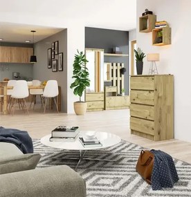 Wąska komoda do salonu dąb artisan - Branni 3X