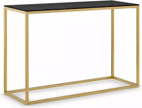 Konsola złota metalowa 100x30 cm ze szklanym przyciemnianym blatem