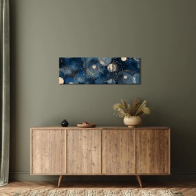 Obraz - Niebiesko-złote pierścienie (z zegarem) (90x30 cm)