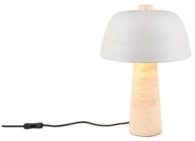 Biała/beżowa lampa stołowa z metalowym kloszem (wysokość 41 cm) Timba – Trio Select