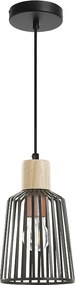 Lampa sufitowa BAGUET w nowoczesnym stylu - wys. 120 cm x g?. ø16 cm - E27 42W - ip20 - stal i drewno - czarny