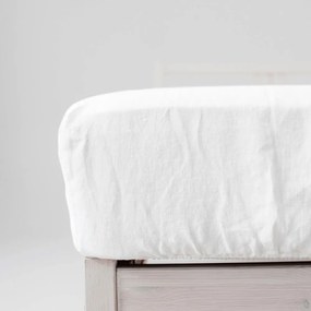 Białe prześcieradło z mieszanki lnu z gumką 200x200 cm – Linen Tales