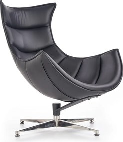 Czarny fotel wypoczynkowy ze skóry Luxor