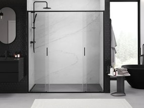 Mexen Exo-S Duo drzwi prysznicowe podwójne rozsuwane 180 cm, transparent, czarne - 8152-180-000-70-00