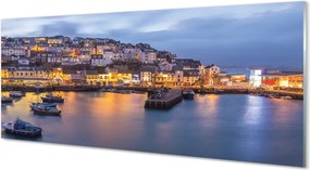 Szklany Panel Nocny Port ze Statkiem