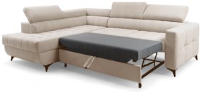 Narożnik Nardo L z funkcją spania lewostronny - beżowy plusz Pretty 03