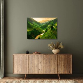 Obraz na szkle - Tarasy ryżowe Mu Cang Chai (70x50 cm)