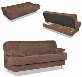 Kanapa sofa Belito rozkładana pojemnik f spania BONELL brązowa sztruks
