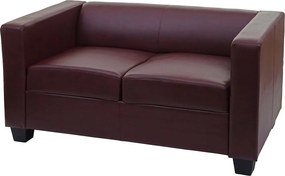 Sofa dwuosobowa Lille,  sztuczna skóra, czerwono-brązowa
