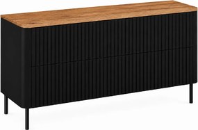 Szafka łazienkowa 120, Czarny, blat dąb craft, nogi czarne, 120,8 x 44,2 x 65 cm