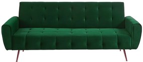 3-osobowa kanapa z funkcją spania rozkładana z weluru POLANI - Kolor zielony