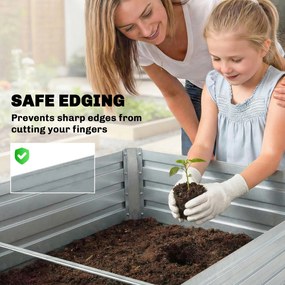 Outsunny zestaw dwóch ocynkowanych podwyższonych grządek, 180 x 90 x 60 cm, metalowe grządki z bezpiecznymi krawędziami, srebrny | Aosom PL