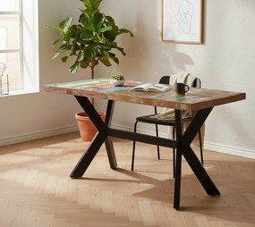 Wielokolorowy stół z drewna odzyskanego P4-Z34