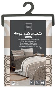 Brązowa bawełniana pościel dwuosobowa z prześcieradłem/6-częściowa 240x220 cm Pacha – douceur d'intérieur