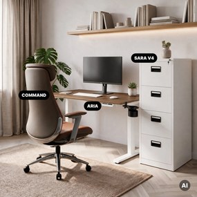 Biurko elektryczne z regulacją wysokości ergonomiczne białe/orzech,1200x600 mm: ARIA