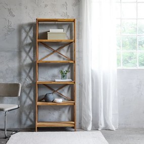 Regał z litego drewna dębowego w naturalnym kolorze 70x198 cm X-Shelf – Unique Furniture