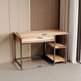 Biurko industrialne brązowe - 120 cm