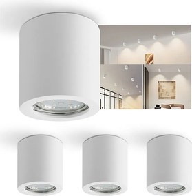 NETTLIFE Biały reflektor montowany na powierzchni, okrągły Gu10, nowoczesny, sufitowy reflektor gipsowy, mały, 40 W