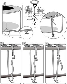 Zestaw kotew do ziemi, 4 sztuk, 42,5x8,5cm, srebrna Monzana
