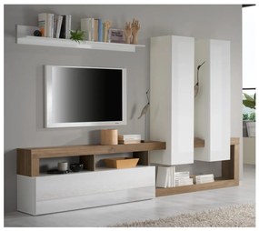 Meblościanka LENOR biała/dąb