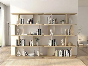 Zestaw 2 regałów z 4 półkami - Jasny naturalny i beżowy - NELERIA