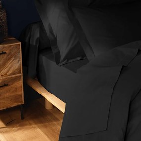 Czarne bawełniane prześcieradło 240x300 cm Lina – douceur d'intérieur